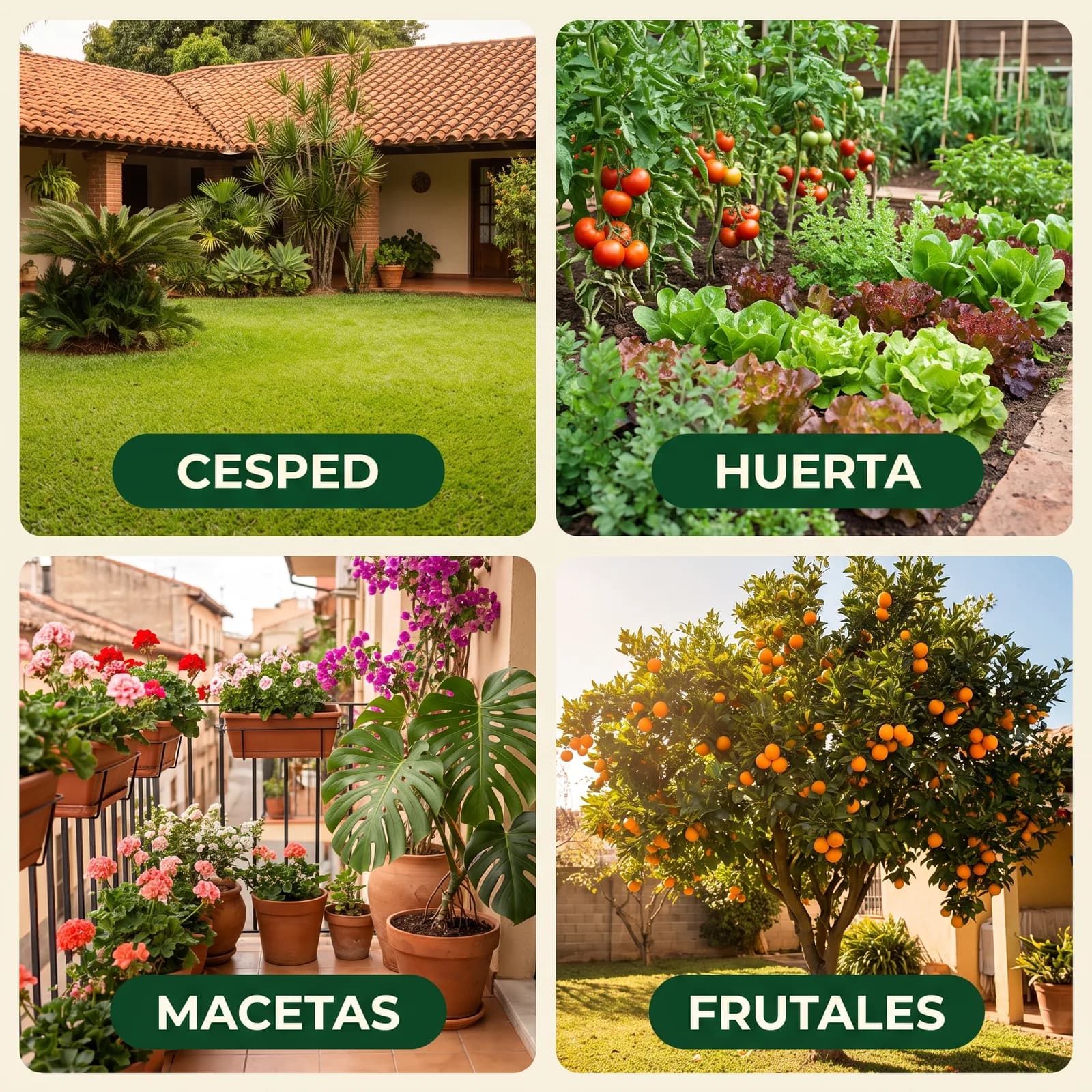 Césped, huerta, macetas y árbol frutal: los cuatro usos de Viresta